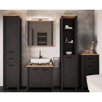 Vysoká skriňa VENETO antracitová/dub 1