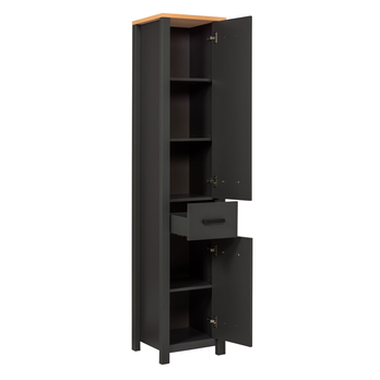 Vysoká skriňa VENETO antracitová/dub 4