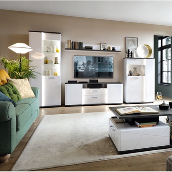 Vitrína VENEZIA VENV01 ľavá, alpská biela/čierna 1