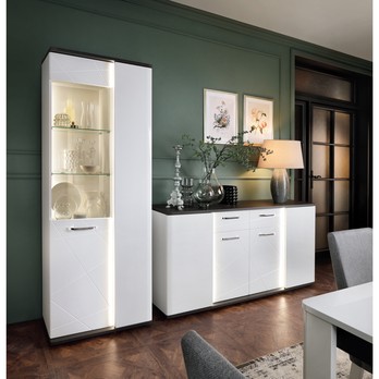 Vitrína VENEZIA VENV01 pravá, alpská biela/čierna 1