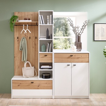 Predsieňová zostava VENLO biela/dub artisan 1