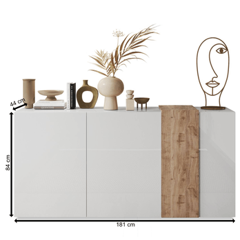 Komoda VENUS 5 dub svetlý/biela lesklá 4