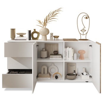 Komoda VENUS 6 dub svetlý/biela lesklá 2