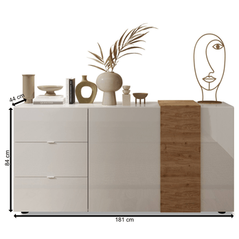 Komoda VENUS 6 dub svetlý/biela lesklá 5