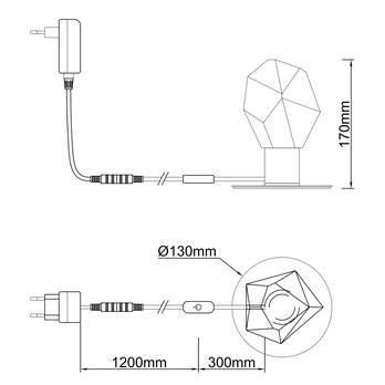 Stolová lampa VERANO chróm/krištáľové sklo 3