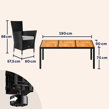 Záhradná zostava VERONA 2 čierna/akácia 7