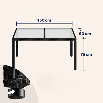 Záhradný stôl VERONA 4 čierna/mliečne sklo, šírka 150 cm 2