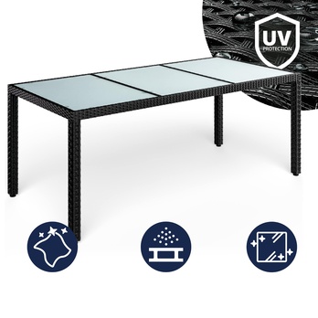 Záhradný stôl VERONA 4 čierna/mliečne sklo, šírka 190 cm 2