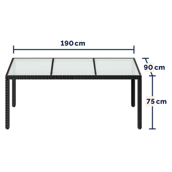 Záhradný stôl VERONA 4 čierna/mliečne sklo, šírka 190 cm 4
