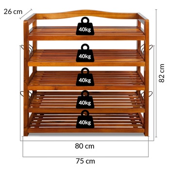 Policová skrinka na topánky VERSA akácie 6