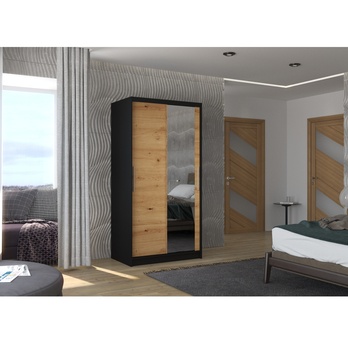 Šatníková skriňa VESNA čierna/dub artisan 1