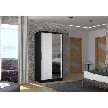 Šatníková skriňa VESNA čierna/biela 1