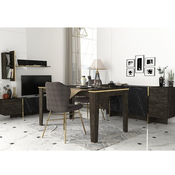 Obývacia zostava so stolom VEYRON 2 čierna/zlatá 1