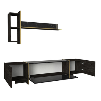 Obývacia zostava so stolom VEYRON 2 čierna/zlatá 2