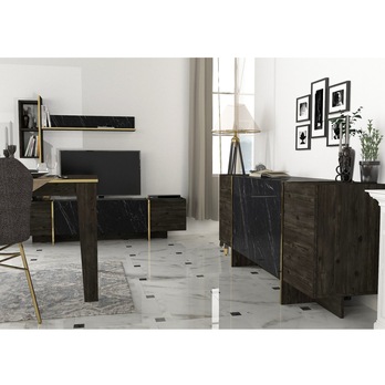 Obývacia zostava so stolom VEYRON 2 čierna/zlatá 13