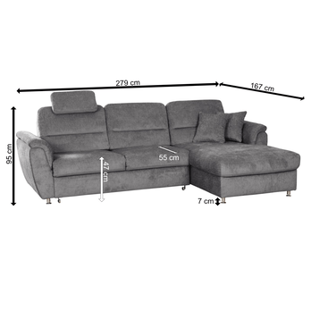 Sedacia súprava VIANA pravá, tmavosivá 2