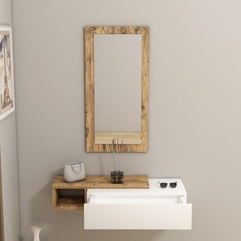 Konzolový stolík so zrkadlom VIEN borovica atlantic/biela 4