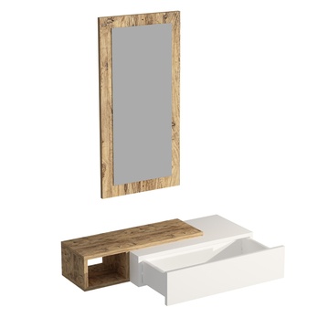 Konzolový stolík so zrkadlom VIEN borovica atlantic/biela 2