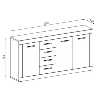 Komoda VILHELM 4 dub sonoma/biela 4