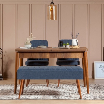 Jedálenská zostava VINA 10 tmavomodrá/orech 1