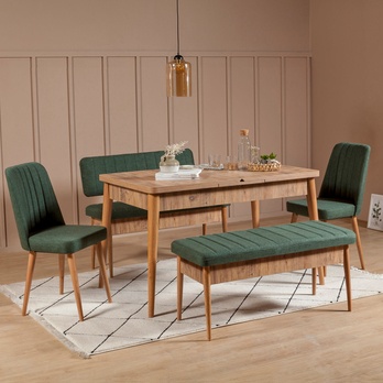 Jedálenská zostava VINA 8 zelená/borovica atlantic 1