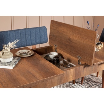 Jedálenská zostava VINA 8 tmavomodrá/orech 12