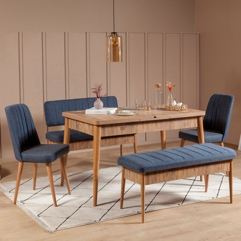 Jedálenská zostava VINA 8 tmavomodrá/borovica atlantic 1