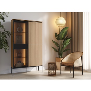 Vitrína VISSO VI-01 dub linear 1