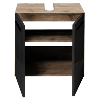 Skrinka pod umývadlo VISTA dub viking/matná čierna 3