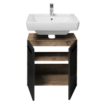 Skrinka pod umývadlo VISTA dub viking/matná čierna 5