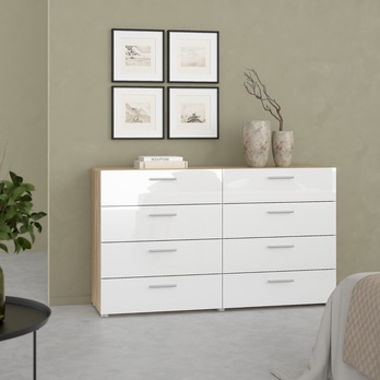 Dvojitá komoda VIVIEN III dub/biela vysoký lesk 1