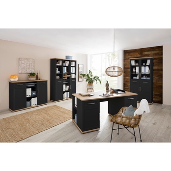 Komoda VIVIENNE dub/antracitová, šírka 135 cm 1