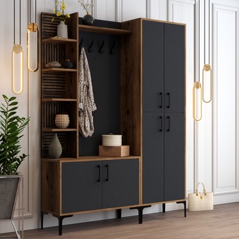 Predsieňová zostava VIYAN 2 orech/antracitová 1