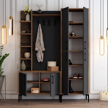 Predsieňová zostava VIYAN 2 orech/antracitová 2