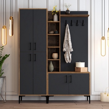 Predsieňová zostava VIYAN 2 orech/antracitová 4