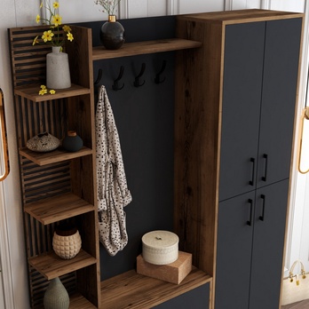 Predsieňová zostava VIYAN 2 orech/antracitová 5