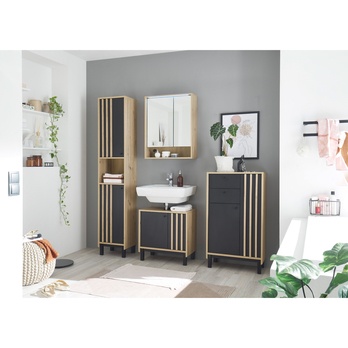 Kúpeľňová skrinka VOLANO dub artisan/čierna 1