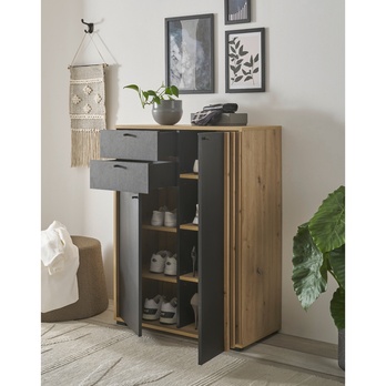 Skrinka na topánky VOLANO dub artisan/čierna 7