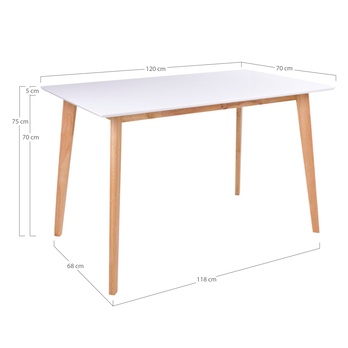 Jedálenský stôl VUJINS 120 biela/prírodná 6