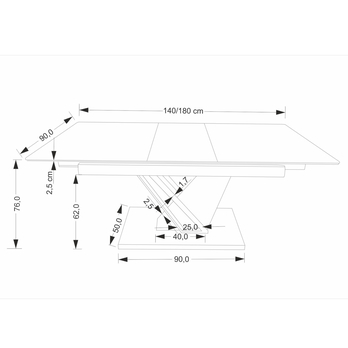 Jedálenský stôl VULONT čierny mramor/zlatý dub/čierna, šírka 140 cm 11