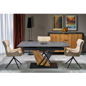 Jedálenský stôl VULONT čierny mramor/zlatý dub/čierna, šírka 160 cm 1