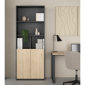 Regál WALKER VII dub jackson hickory/sivá 1