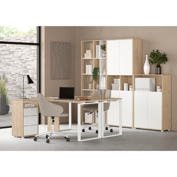 PC stôl WALKER dub jackson hickory/biela 9