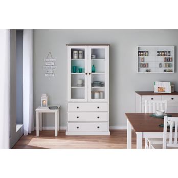 Vitrína WESLEY borovica biela/hnedá 1