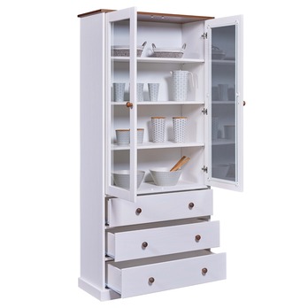 Vitrína WESLEY borovica biela/hnedá 2