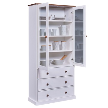 Vitrína WESLEY borovica biela/hnedá 3