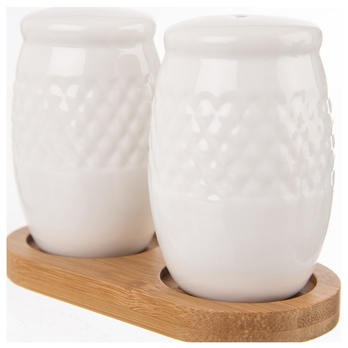 Soľnička a korenička WHITELINE bambus/biela 1