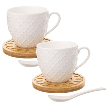 Šálka ​​s tanierikom a lyžičkou WHITELINE porcelán/bambus, 250 ml 1