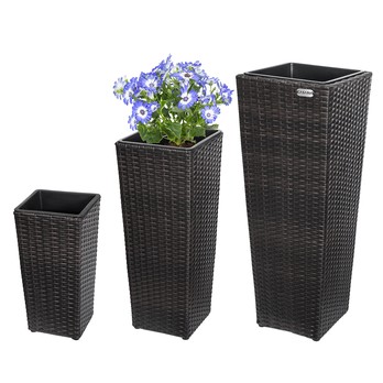 Vysoký obal na kvety WICKER hnedá, 3 ks 1