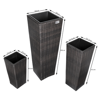 Vysoký obal na kvety WICKER hnedá, 3 ks 7